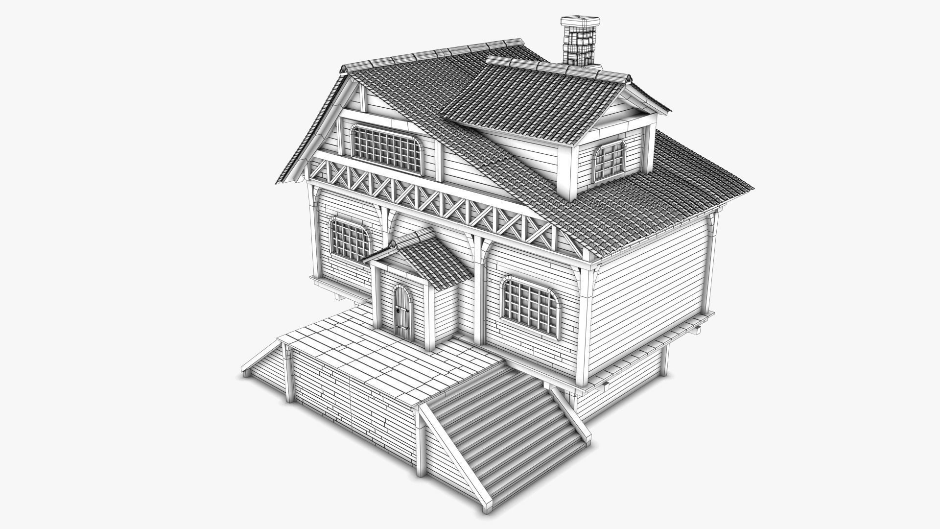 Cottage 07 Low-poly 3D model_8