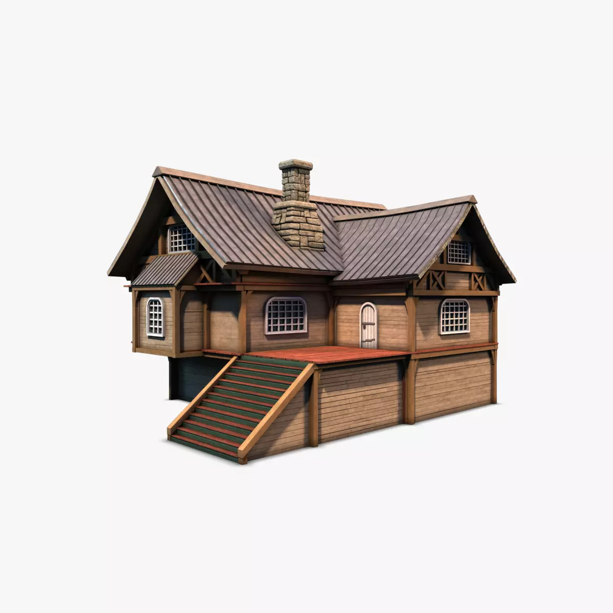 Cottage 08 Low-poly 3D model_0