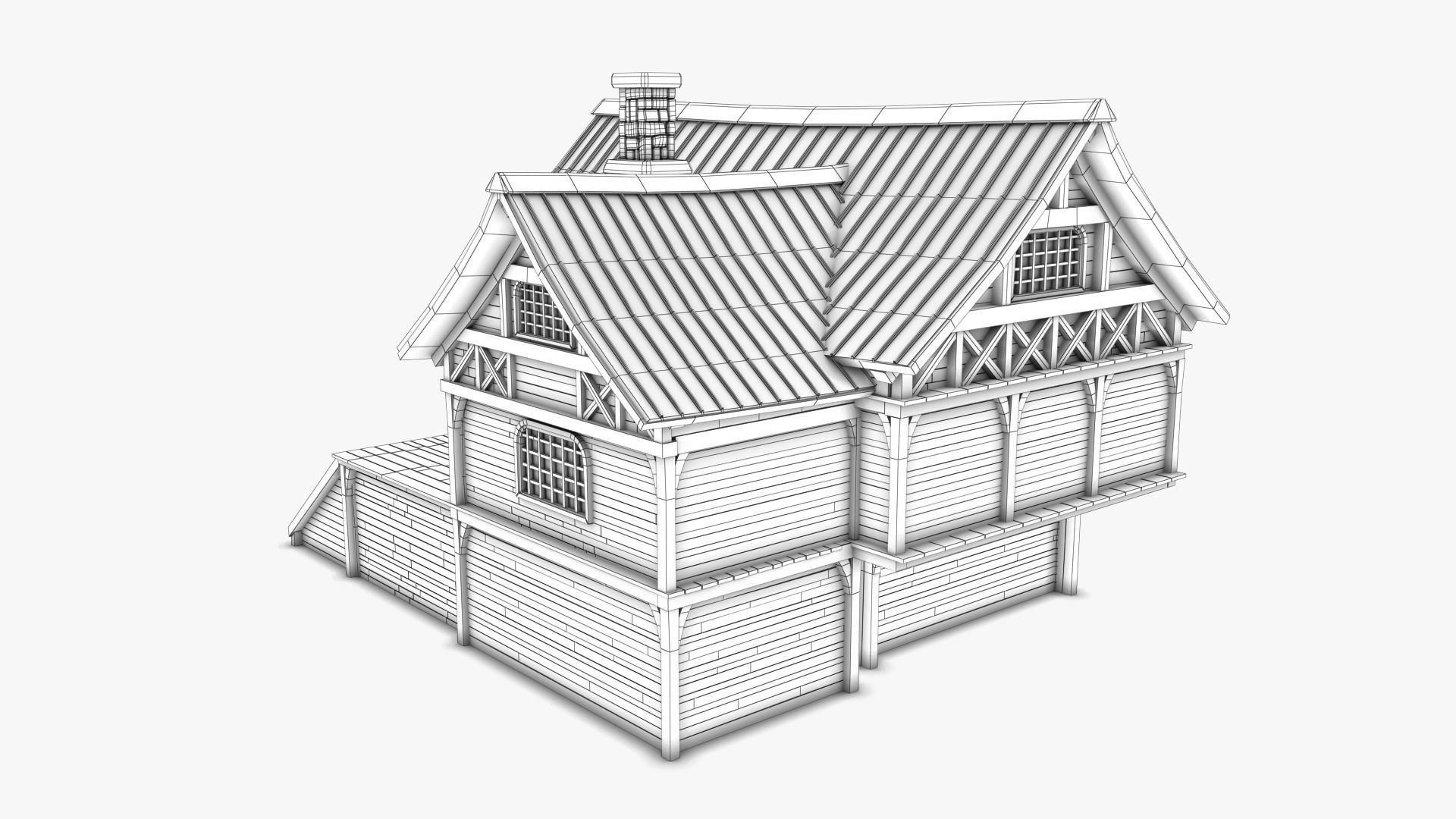 Cottage 08 Low-poly 3D model_7
