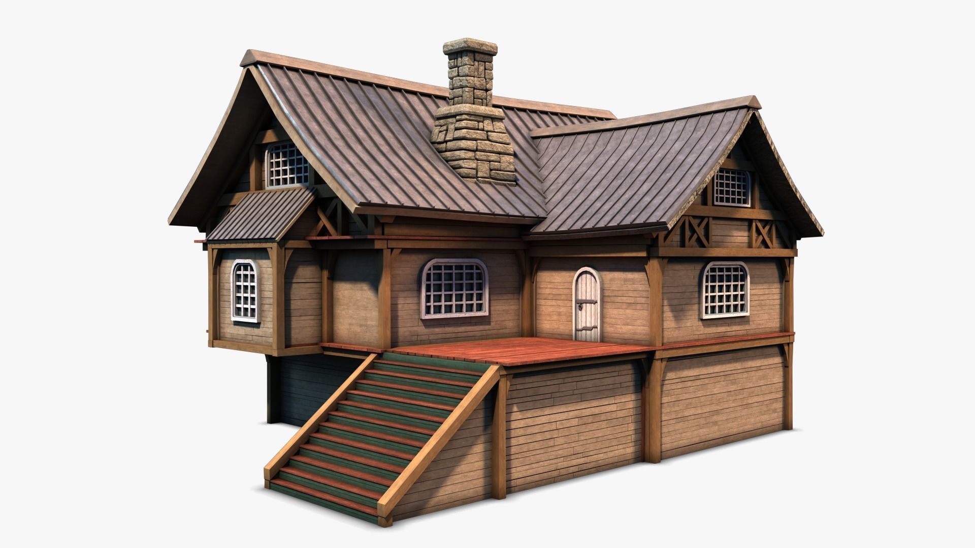 Cottage 08 Low-poly 3D model_1