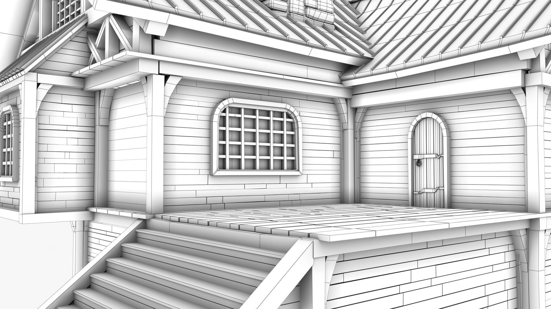 Cottage 08 Low-poly 3D model_10