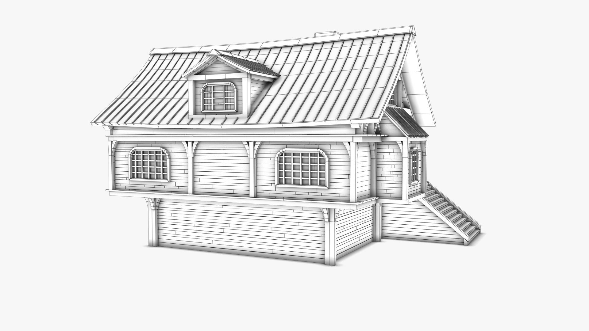 Cottage 08 Low-poly 3D model_8