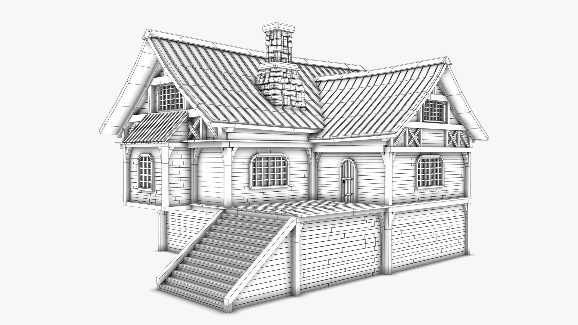 Cottage 08 Low-poly 3D model_6