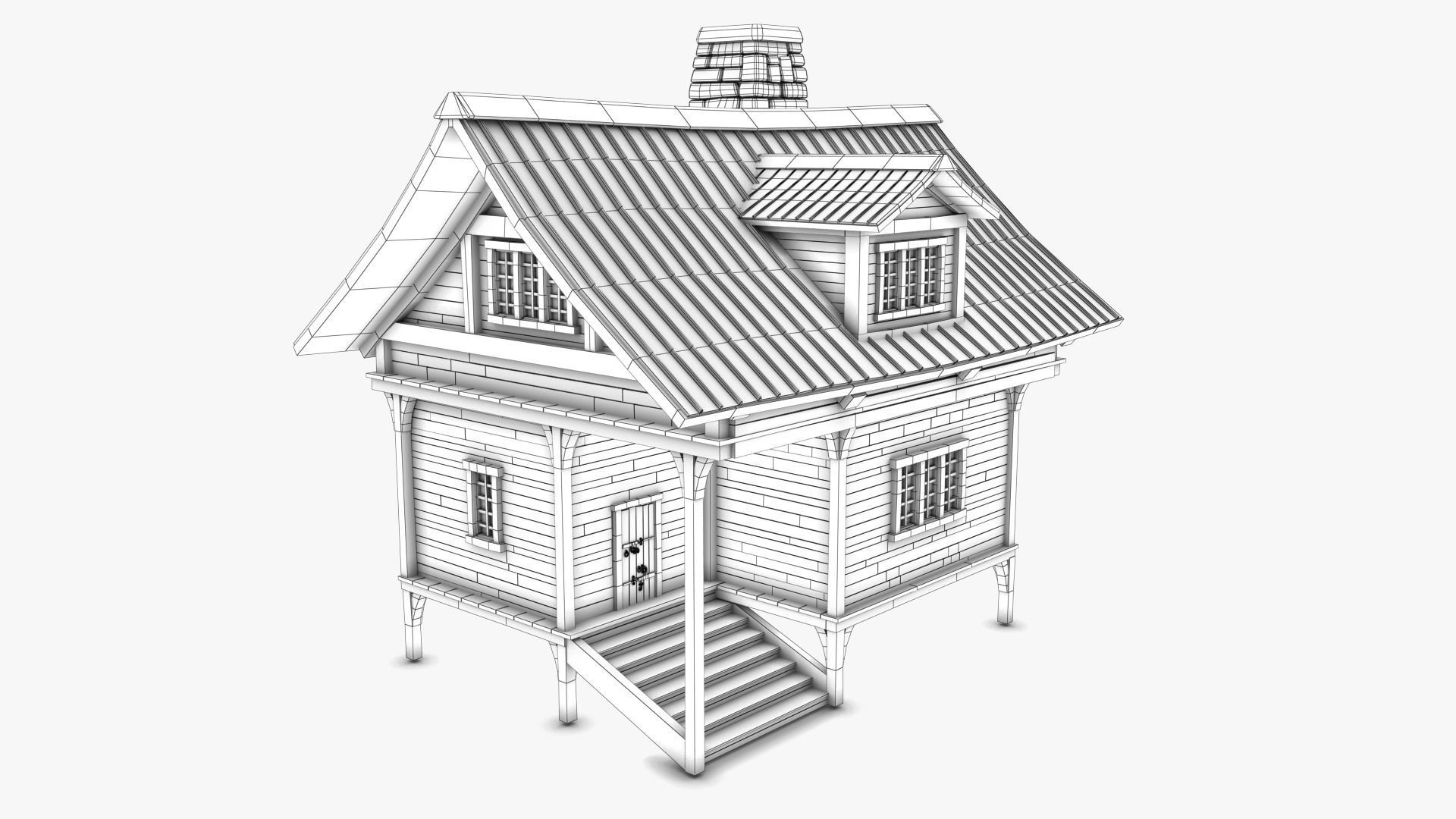 Cottage 09 Low-poly 3D model_7