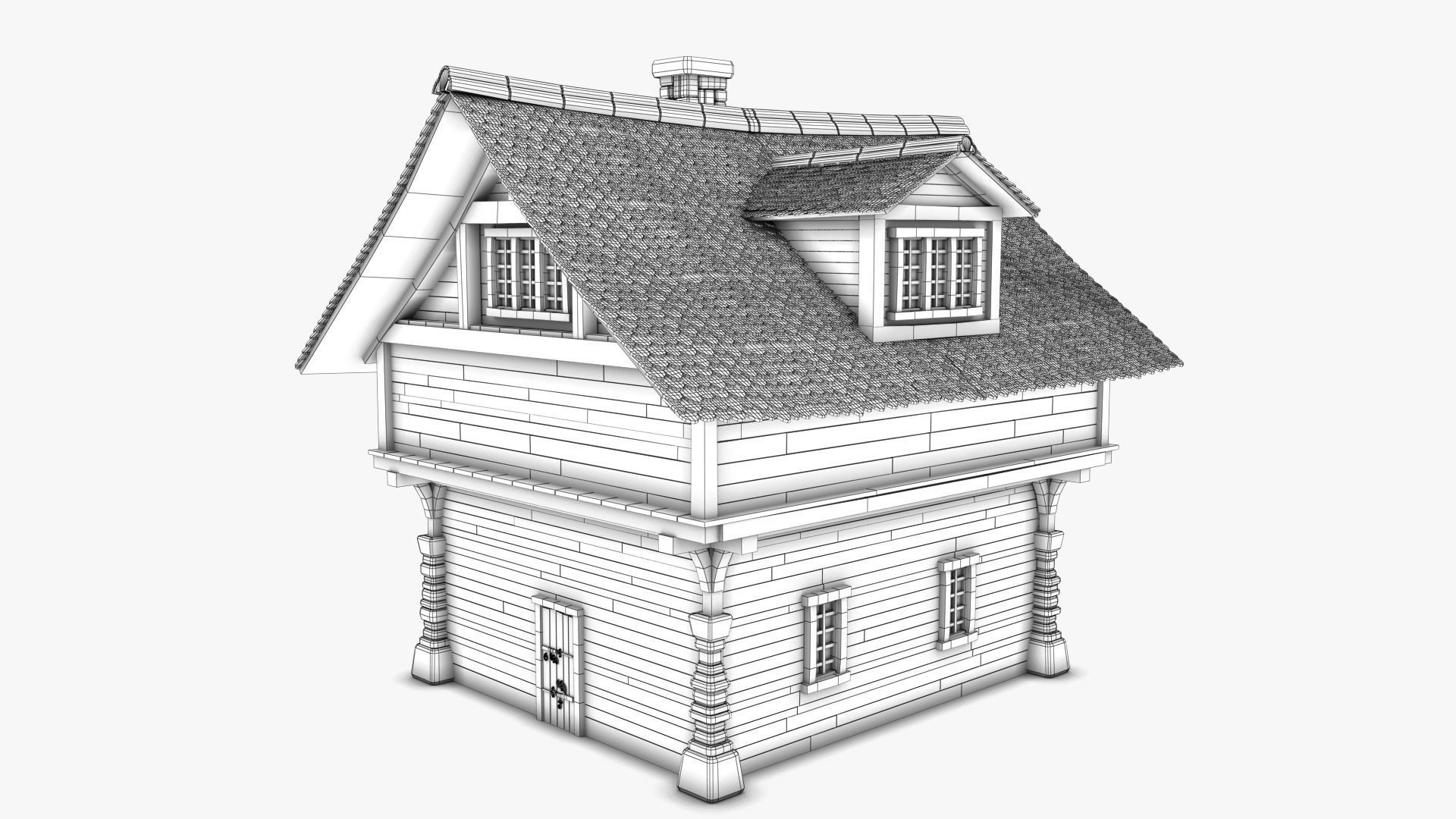 Cottage 10 Low-poly 3D model_7