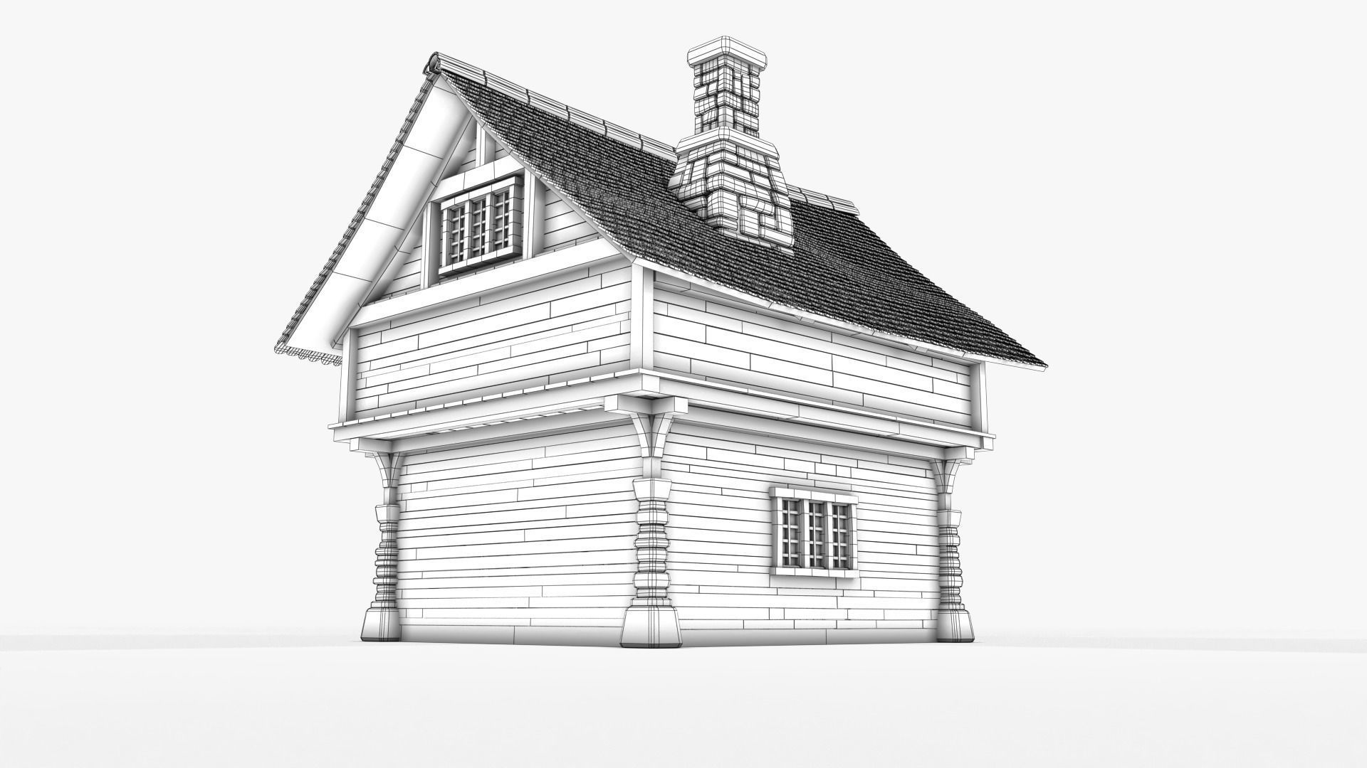 Cottage 10 Low-poly 3D model_8