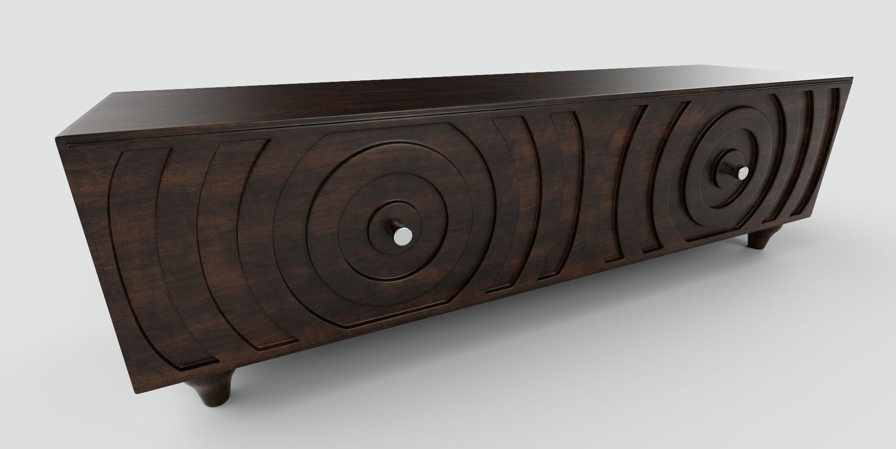 Cabinet wooden sideboard with circular design 3D model_6