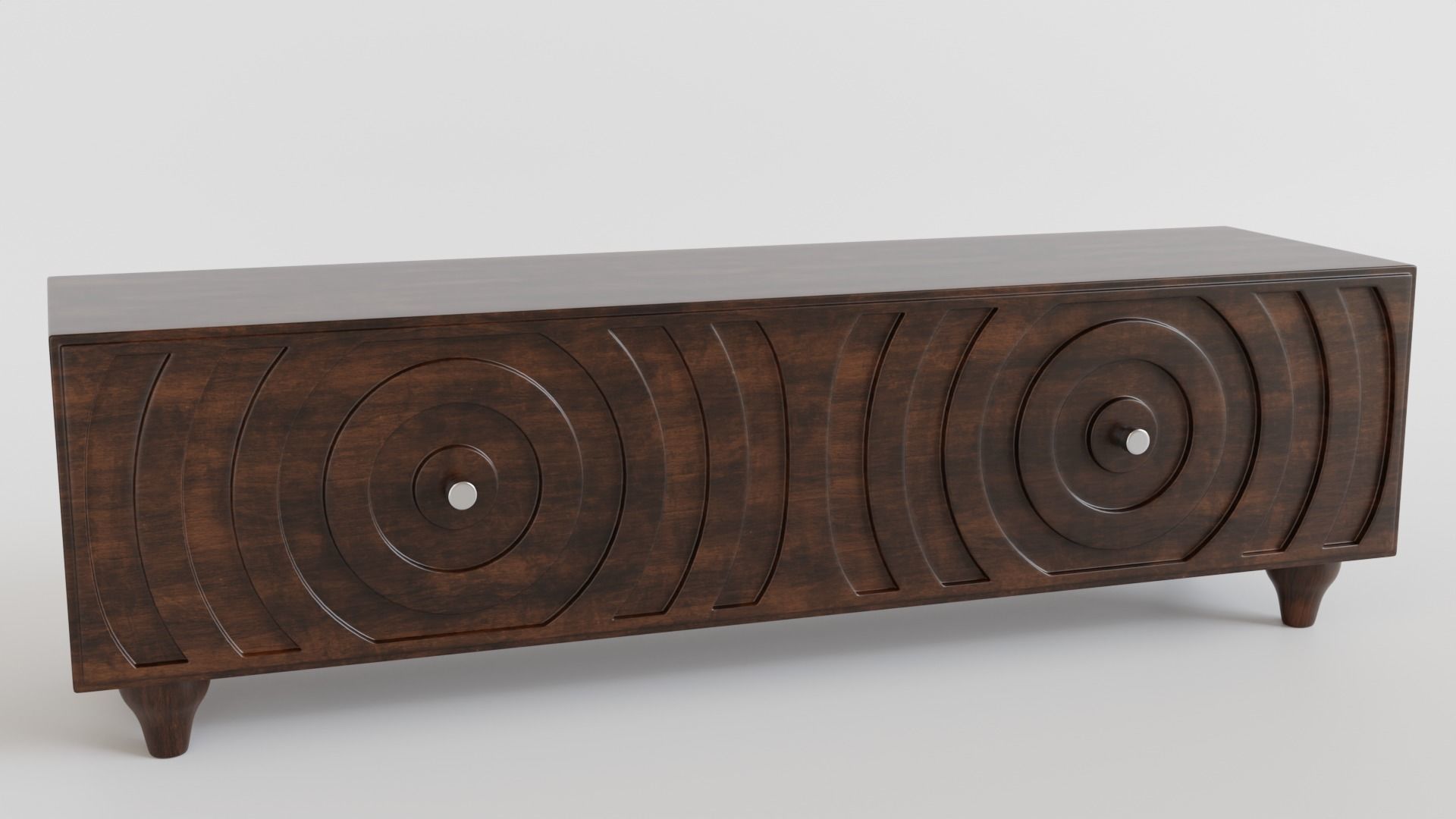 Cabinet wooden sideboard with circular design 3D model_4