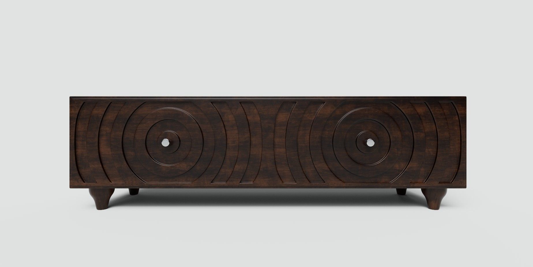 Cabinet wooden sideboard with circular design 3D model_10