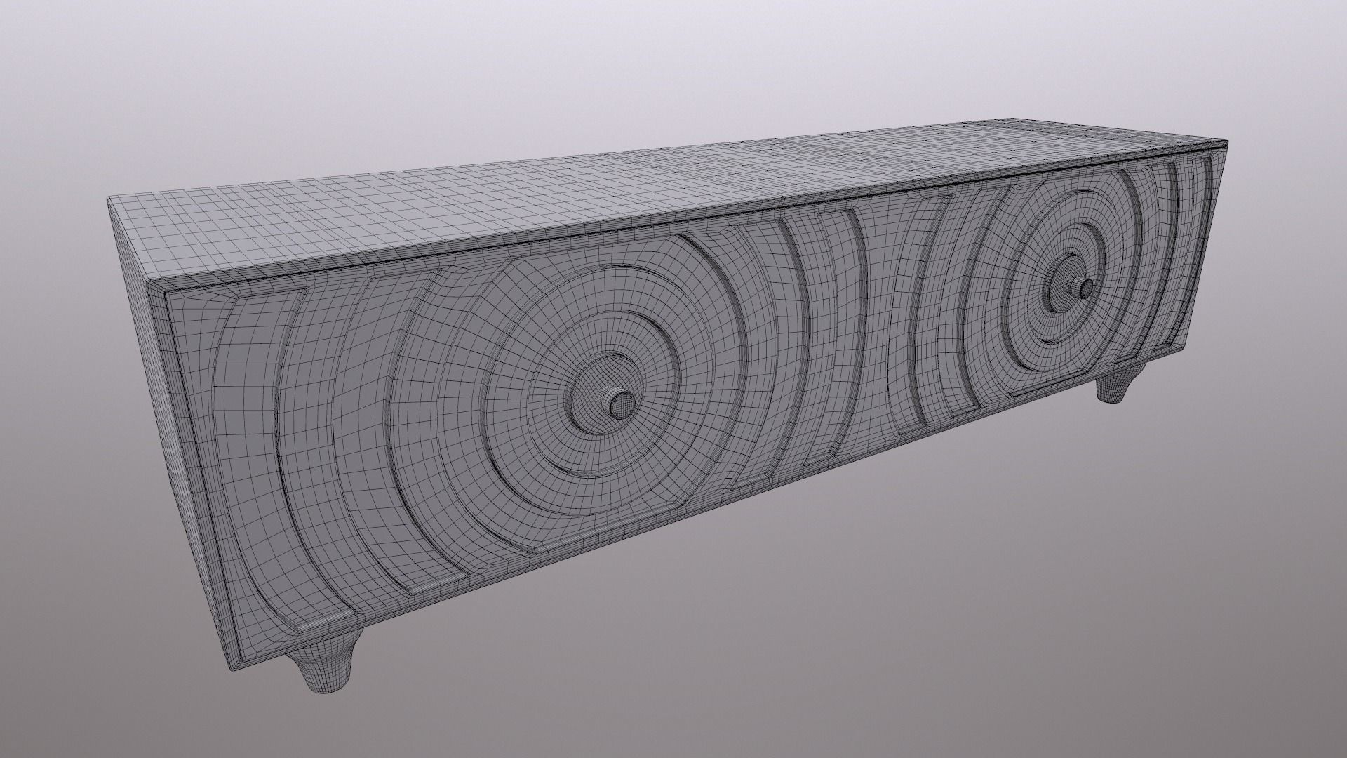 Cabinet wooden sideboard with circular design 3D model_2