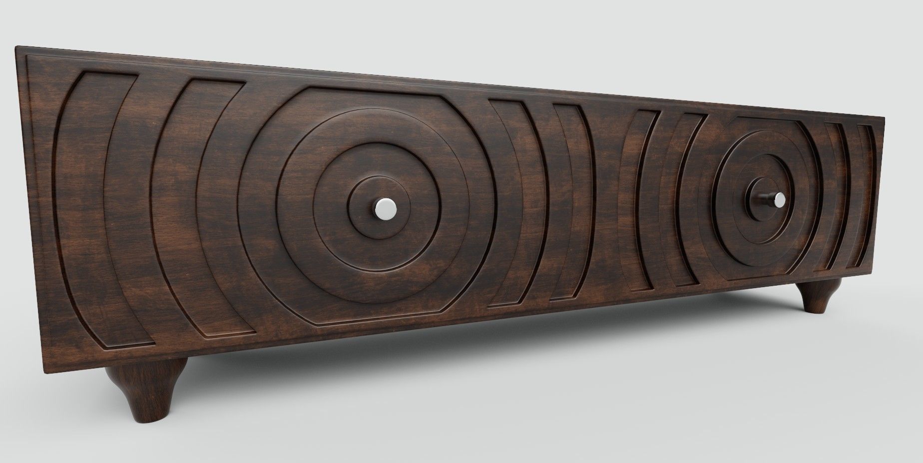Cabinet wooden sideboard with circular design 3D model_7