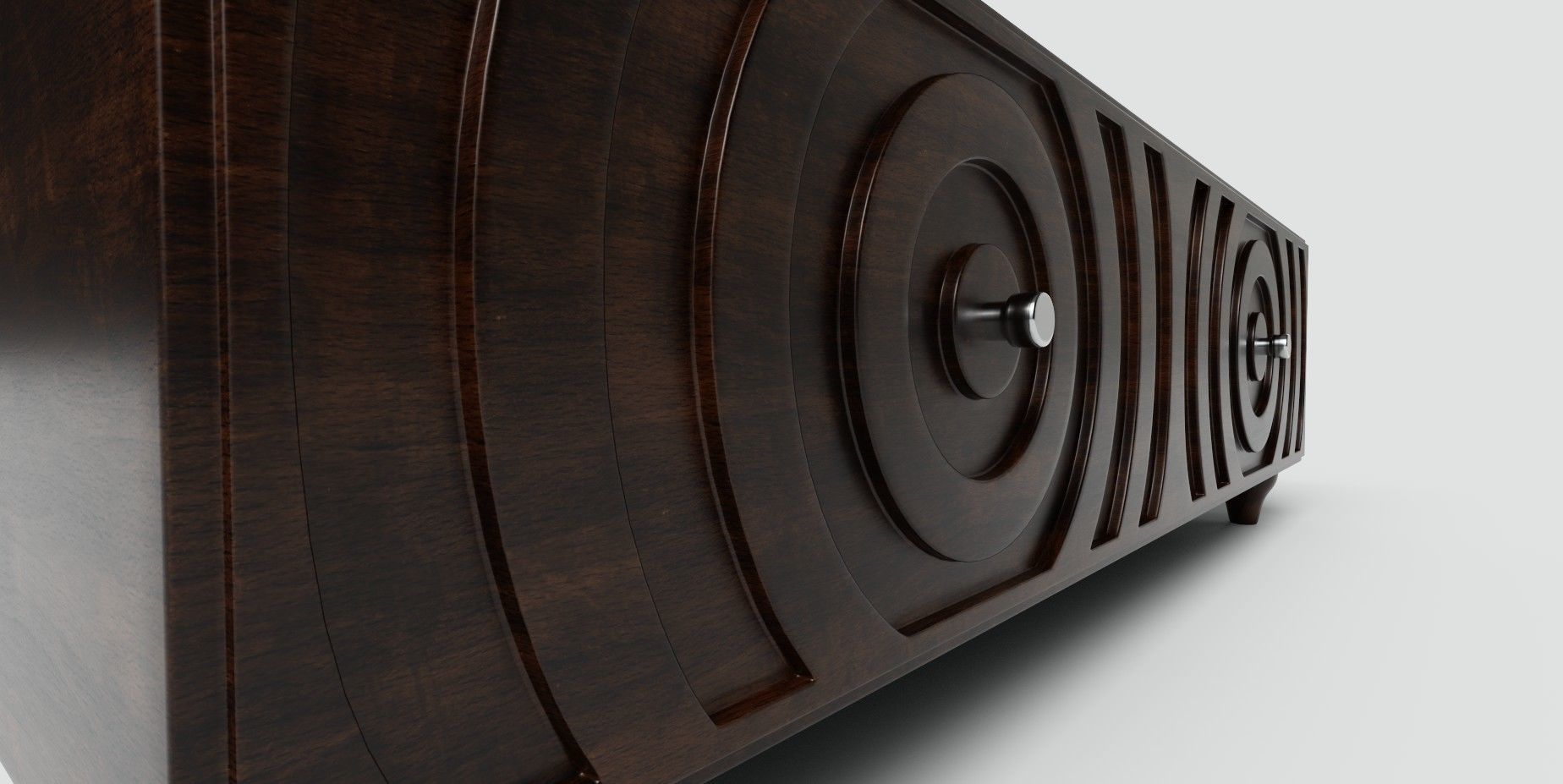 Cabinet wooden sideboard with circular design 3D model_5