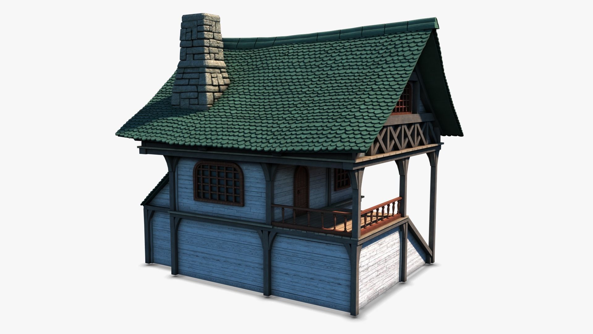 Cottage 11 Low-poly 3D model_4