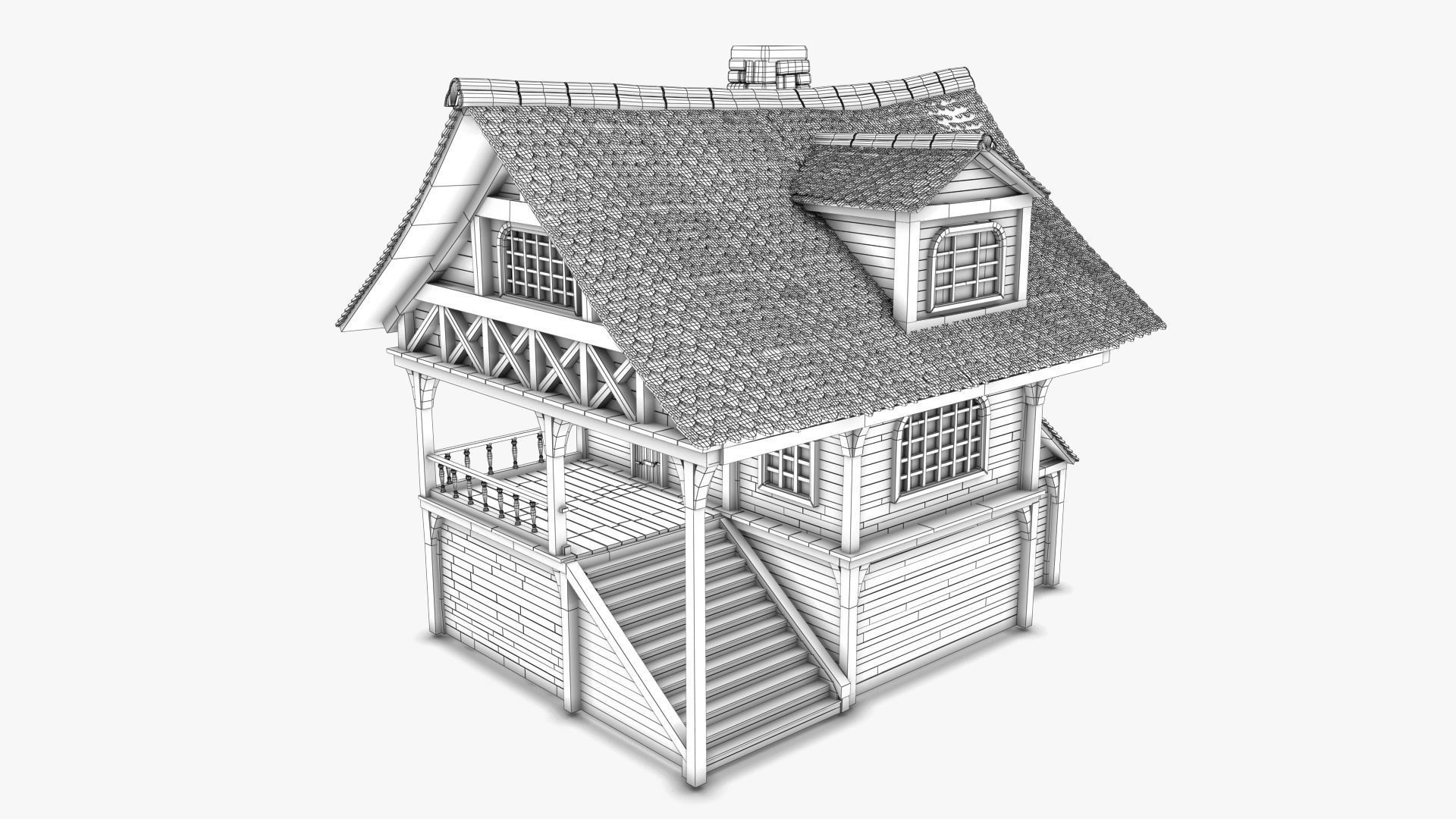 Cottage 11 Low-poly 3D model_6