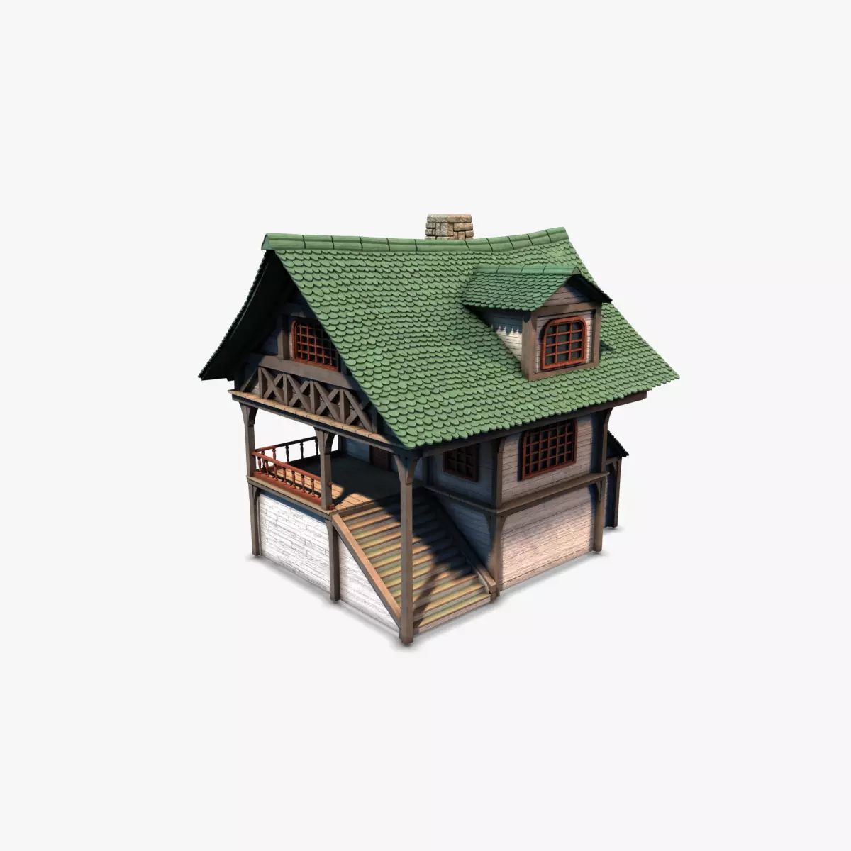 Cottage 11 Low-poly 3D model_0