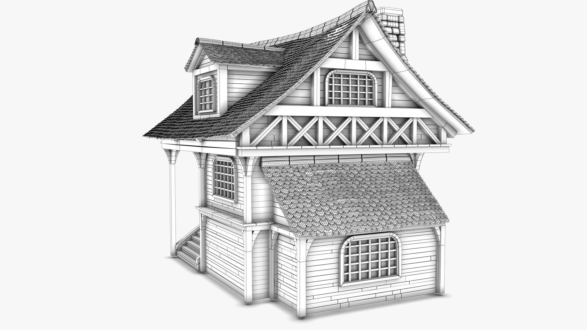 Cottage 11 Low-poly 3D model_10