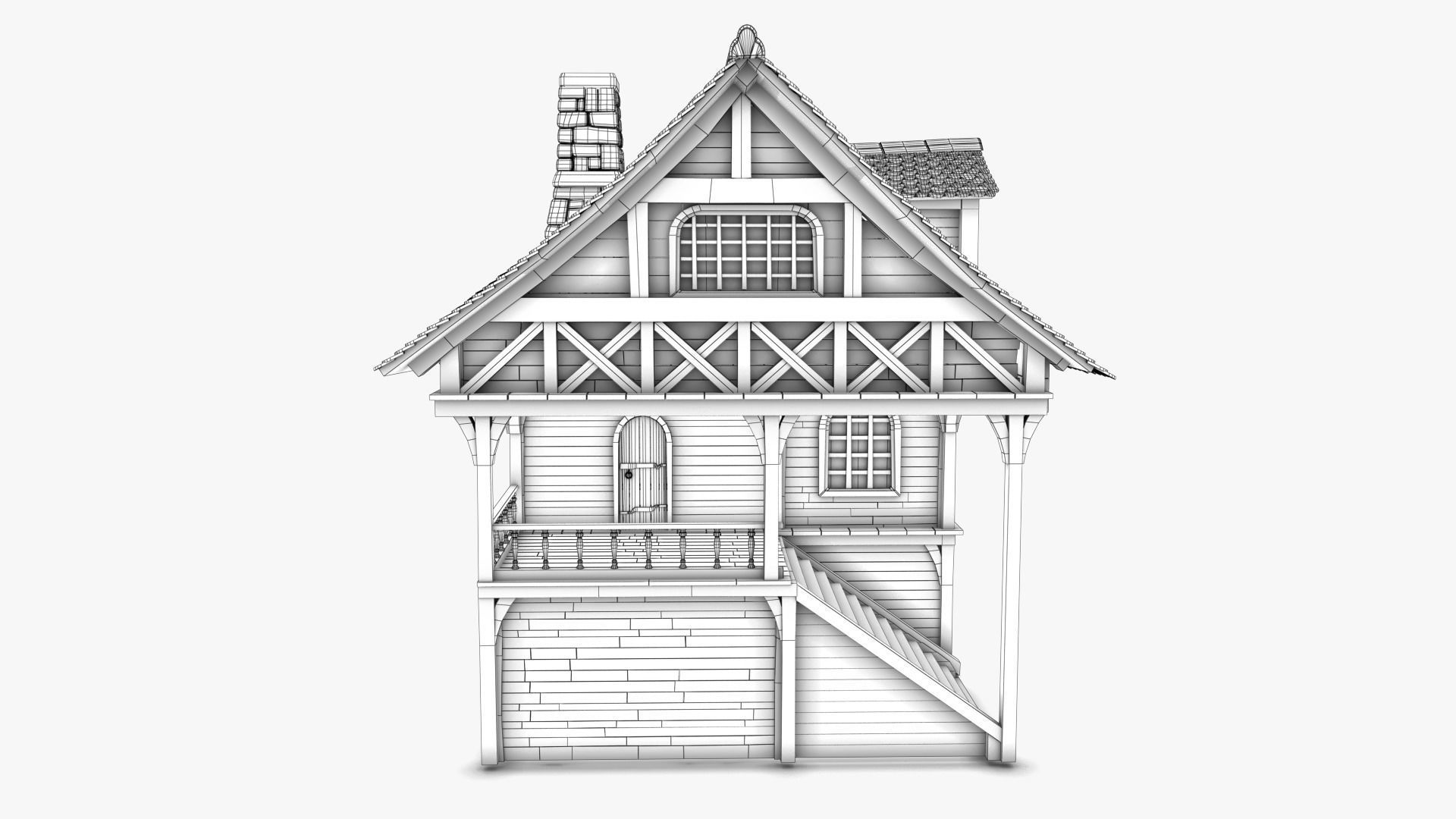 Cottage 11 Low-poly 3D model_7