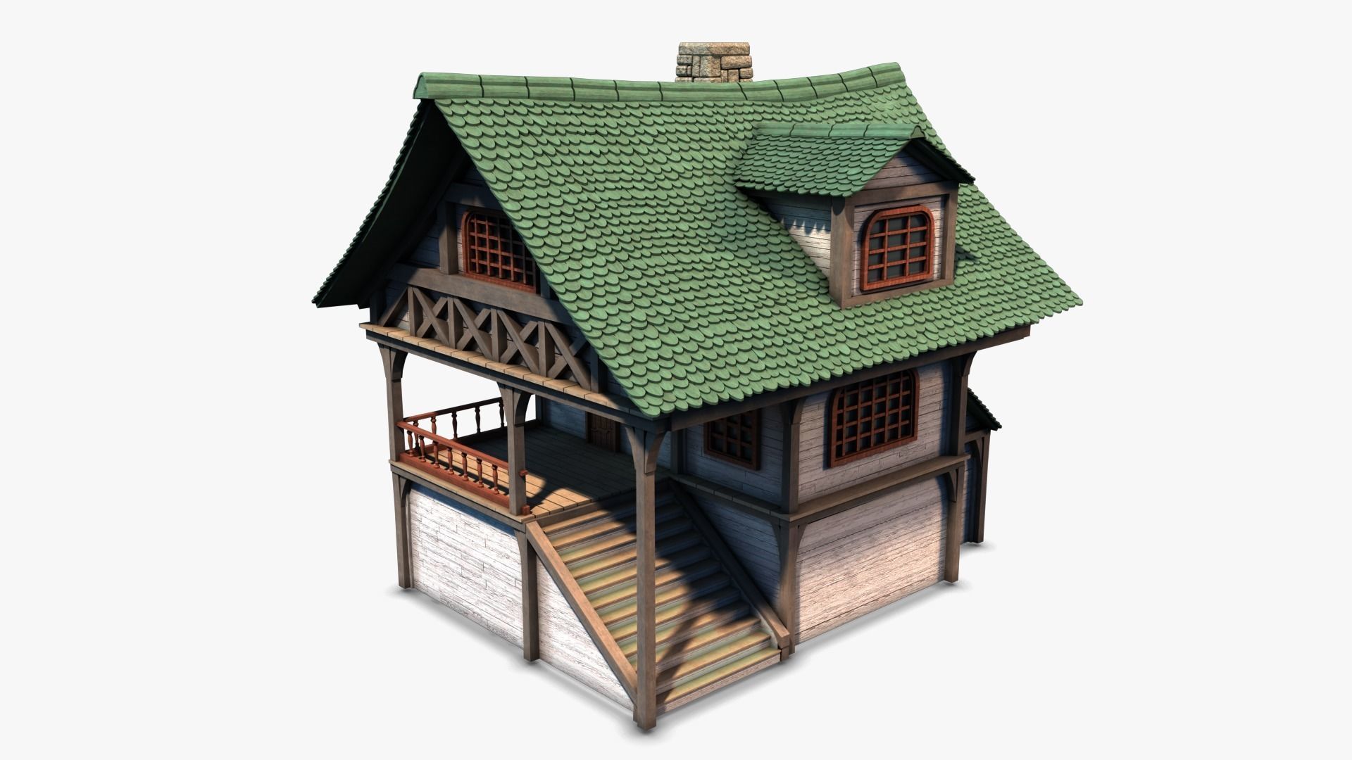 Cottage 11 Low-poly 3D model_2