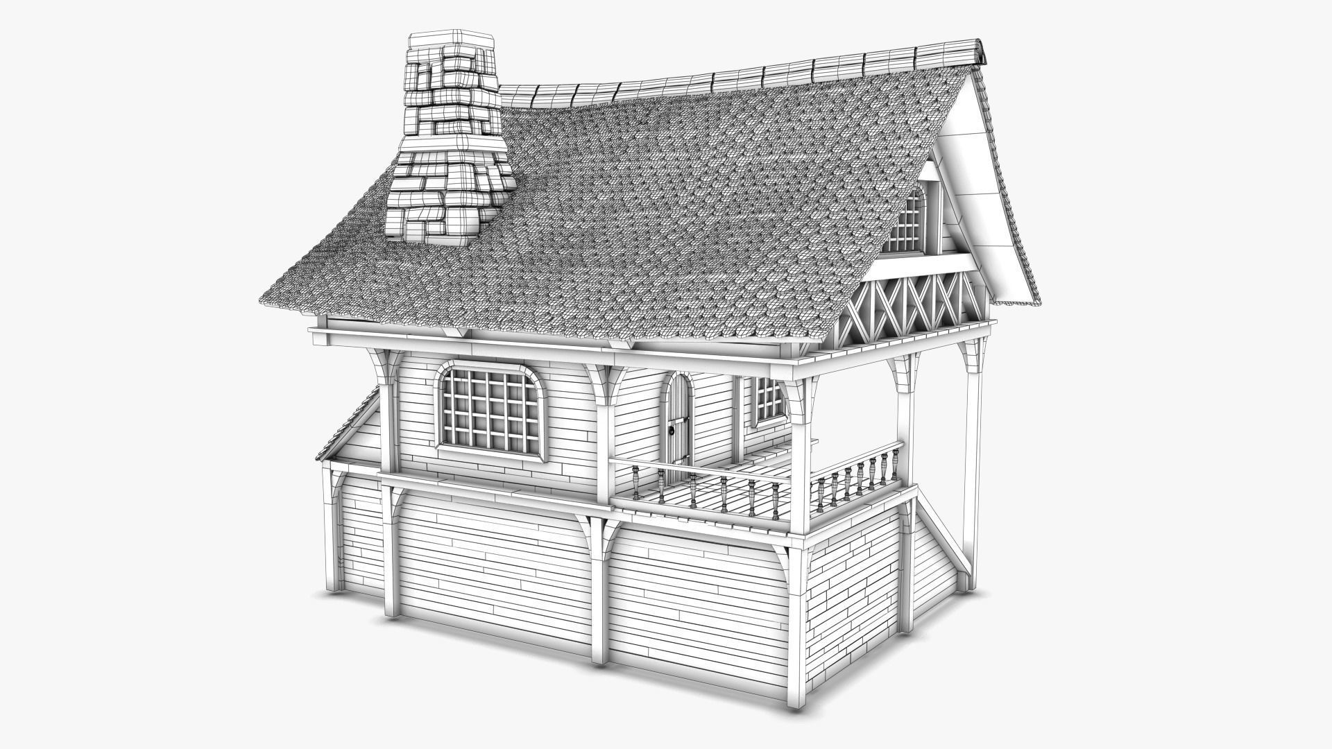 Cottage 11 Low-poly 3D model_8