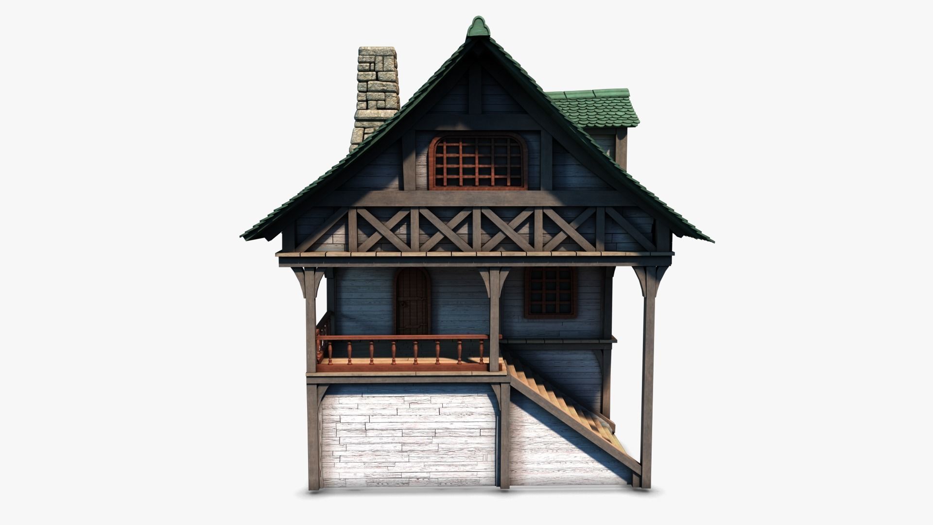 Cottage 11 Low-poly 3D model_3