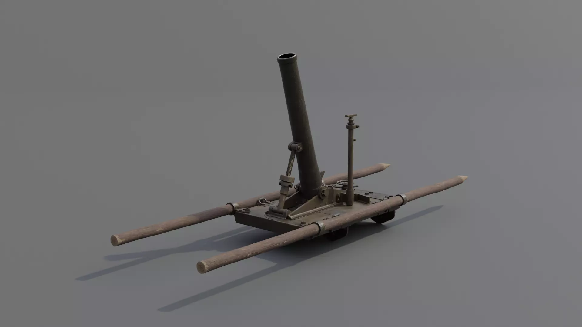 Type 11 70mm Infantry Mortar Low-poly 3D model_0