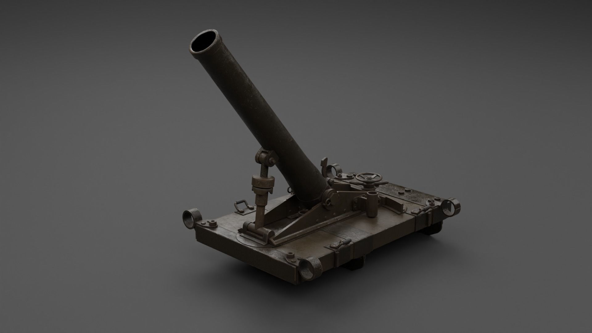 Type 11 70mm Infantry Mortar Low-poly 3D model_3