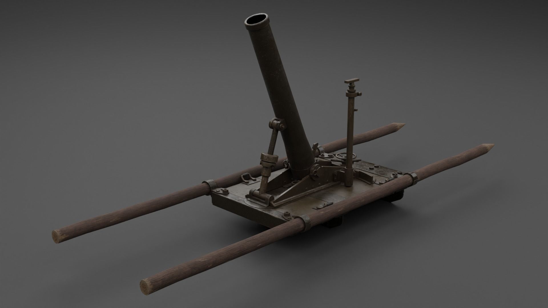 Type 11 70mm Infantry Mortar Low-poly 3D model_2