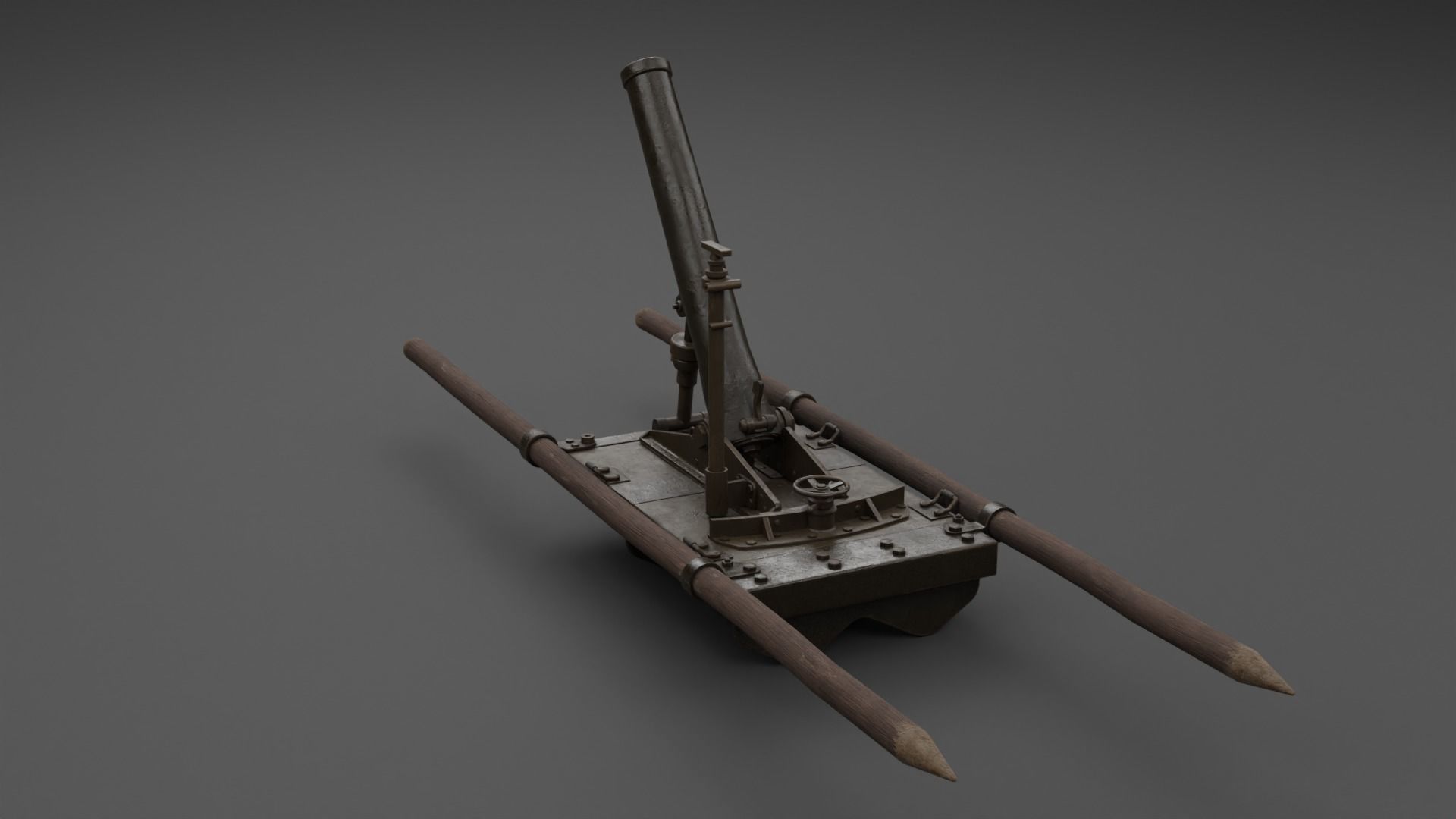 Type 11 70mm Infantry Mortar Low-poly 3D model_22