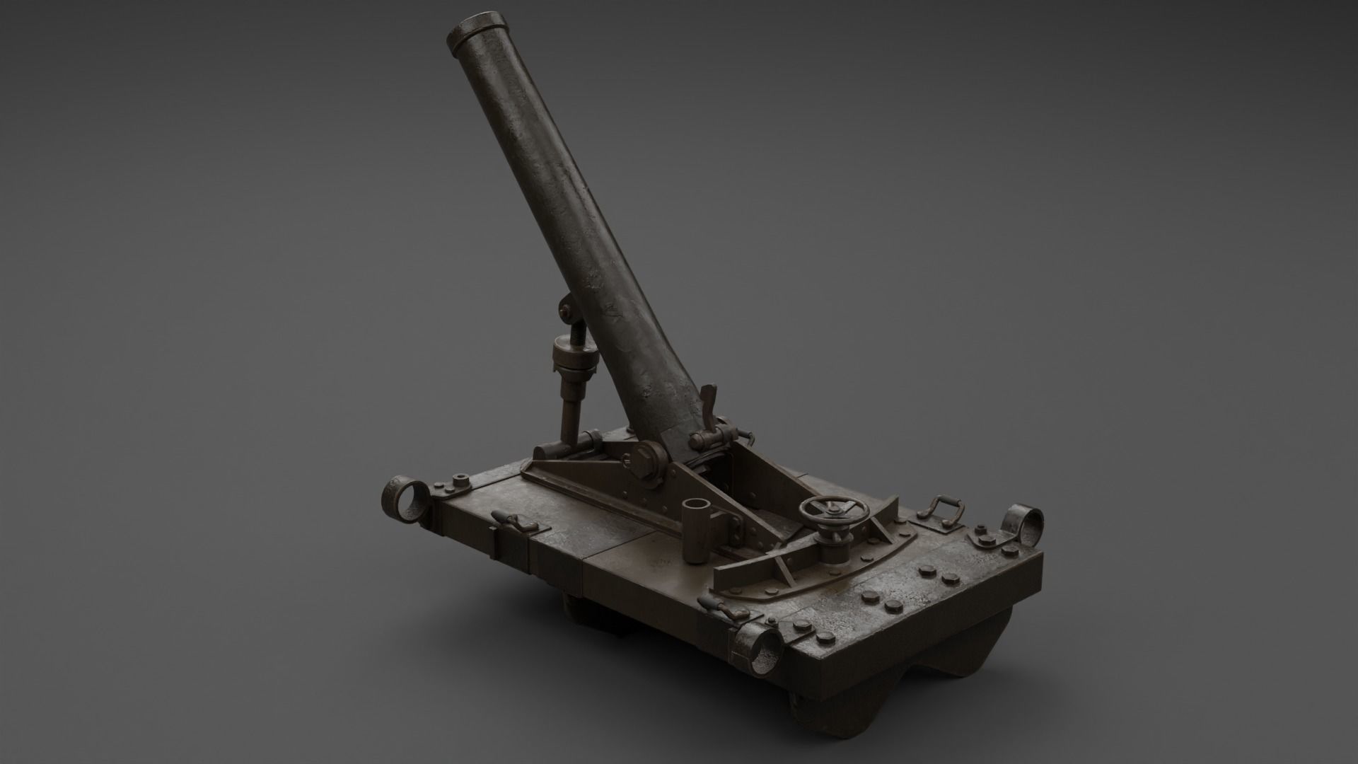 Type 11 70mm Infantry Mortar Low-poly 3D model_6