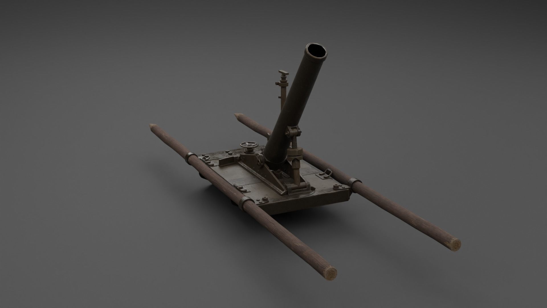 Type 11 70mm Infantry Mortar Low-poly 3D model_17