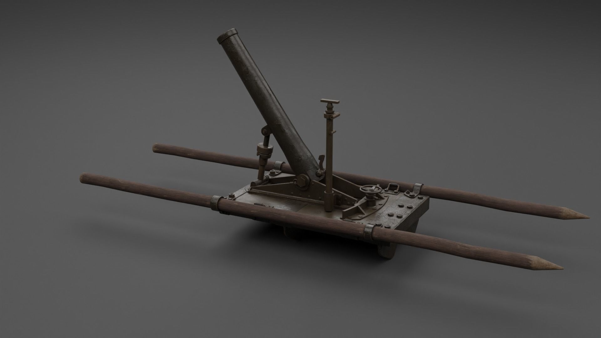 Type 11 70mm Infantry Mortar Low-poly 3D model_23