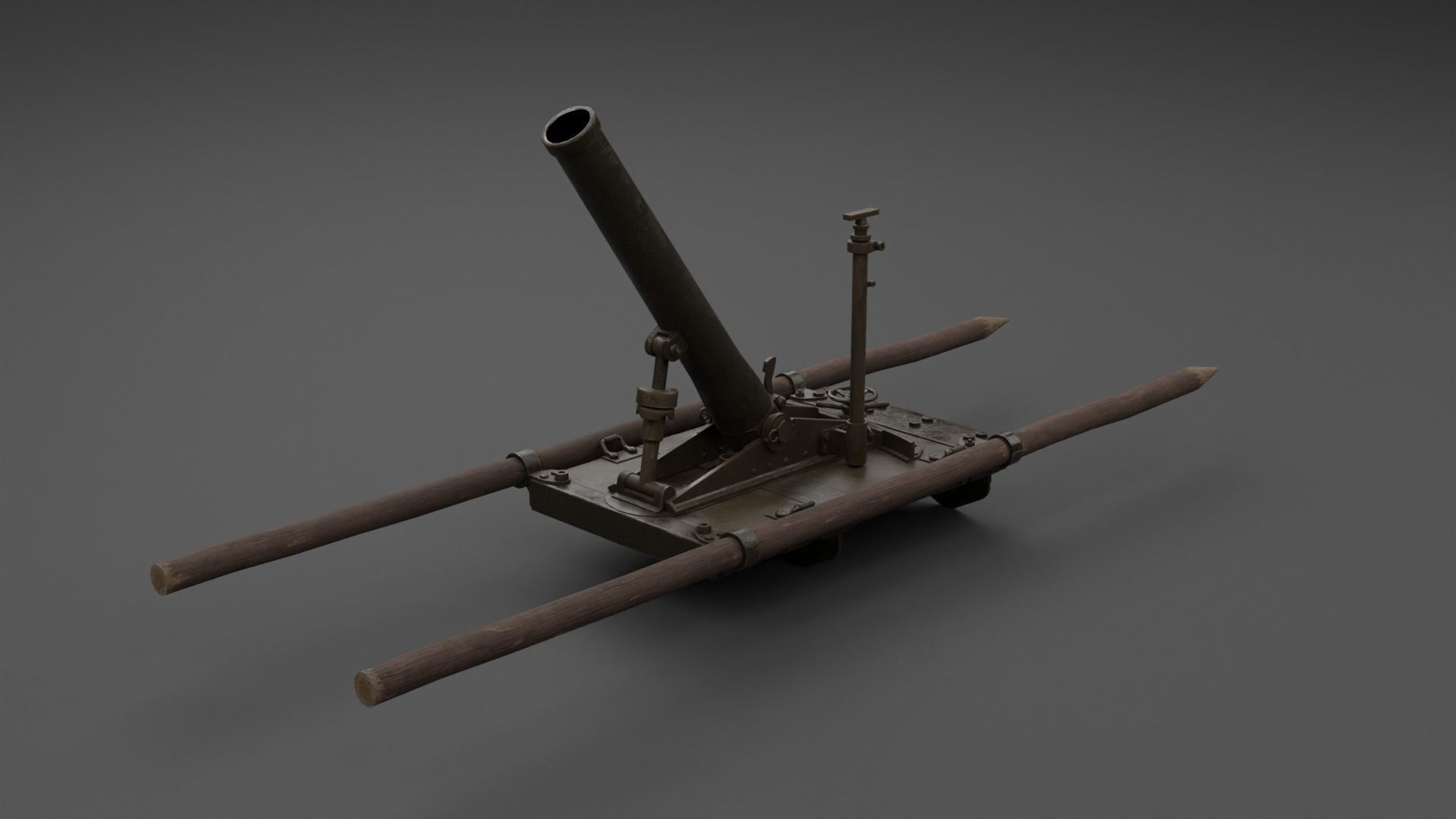 Type 11 70mm Infantry Mortar Low-poly 3D model_15