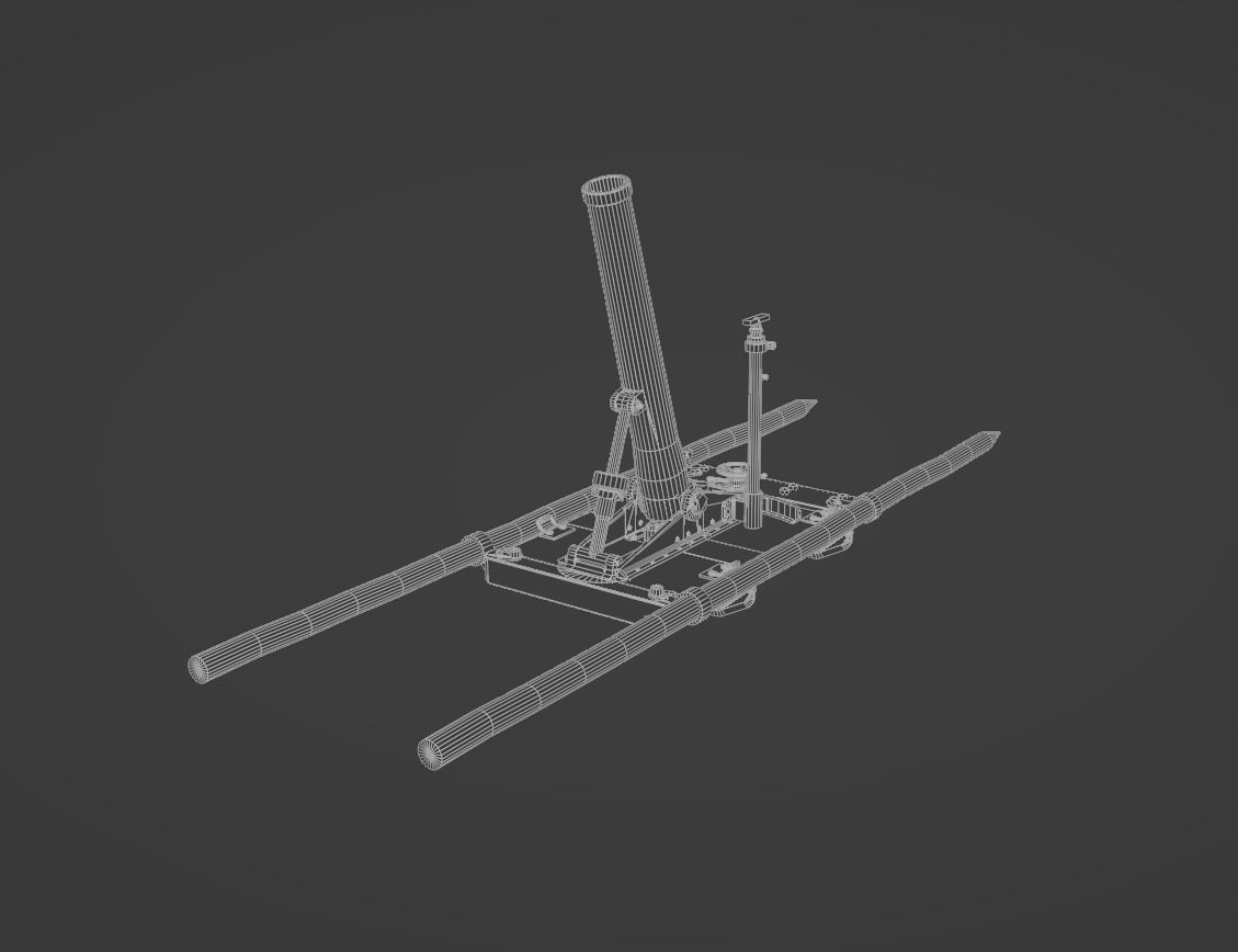 Type 11 70mm Infantry Mortar Low-poly 3D model_7