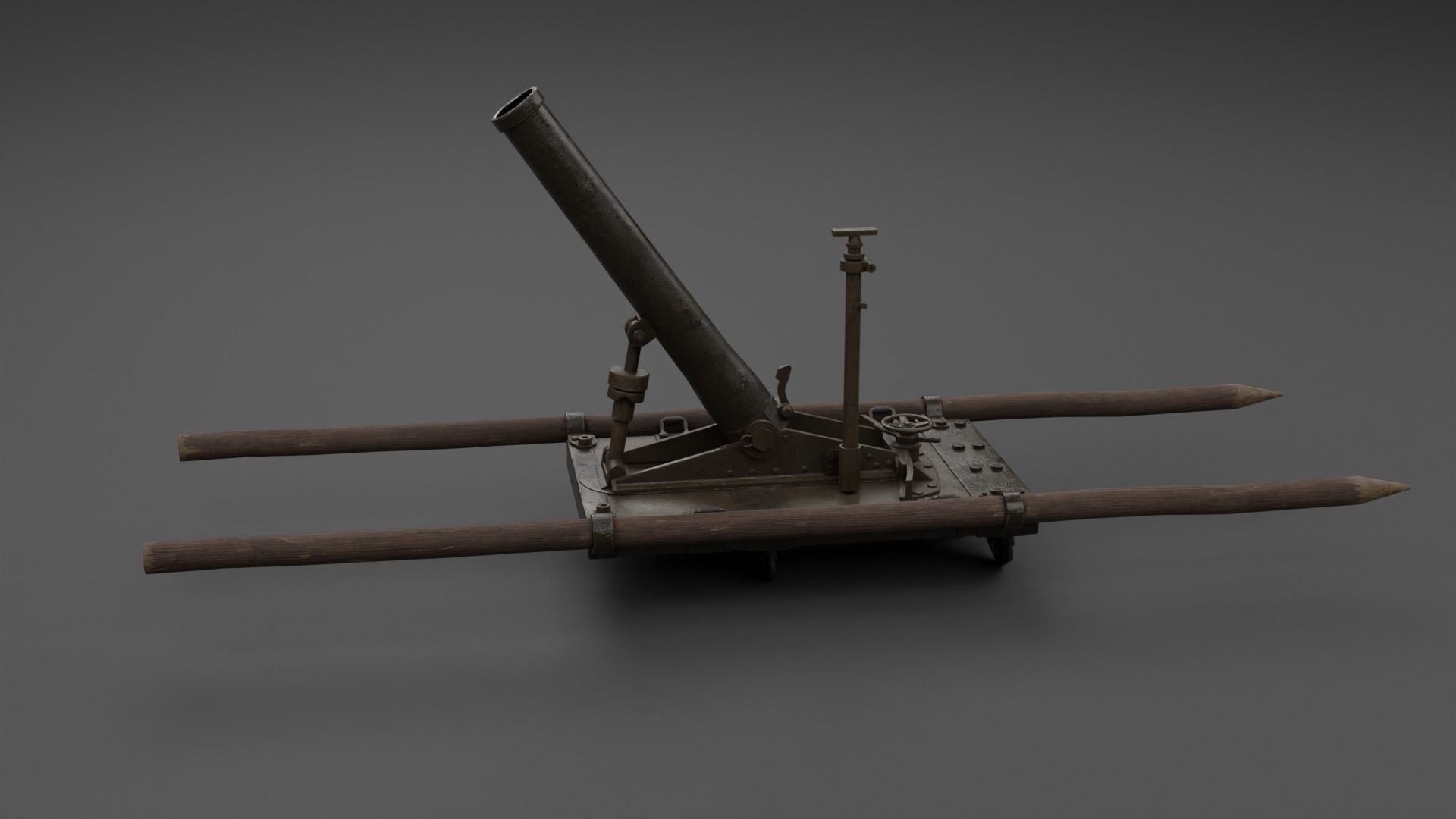 Type 11 70mm Infantry Mortar Low-poly 3D model_24