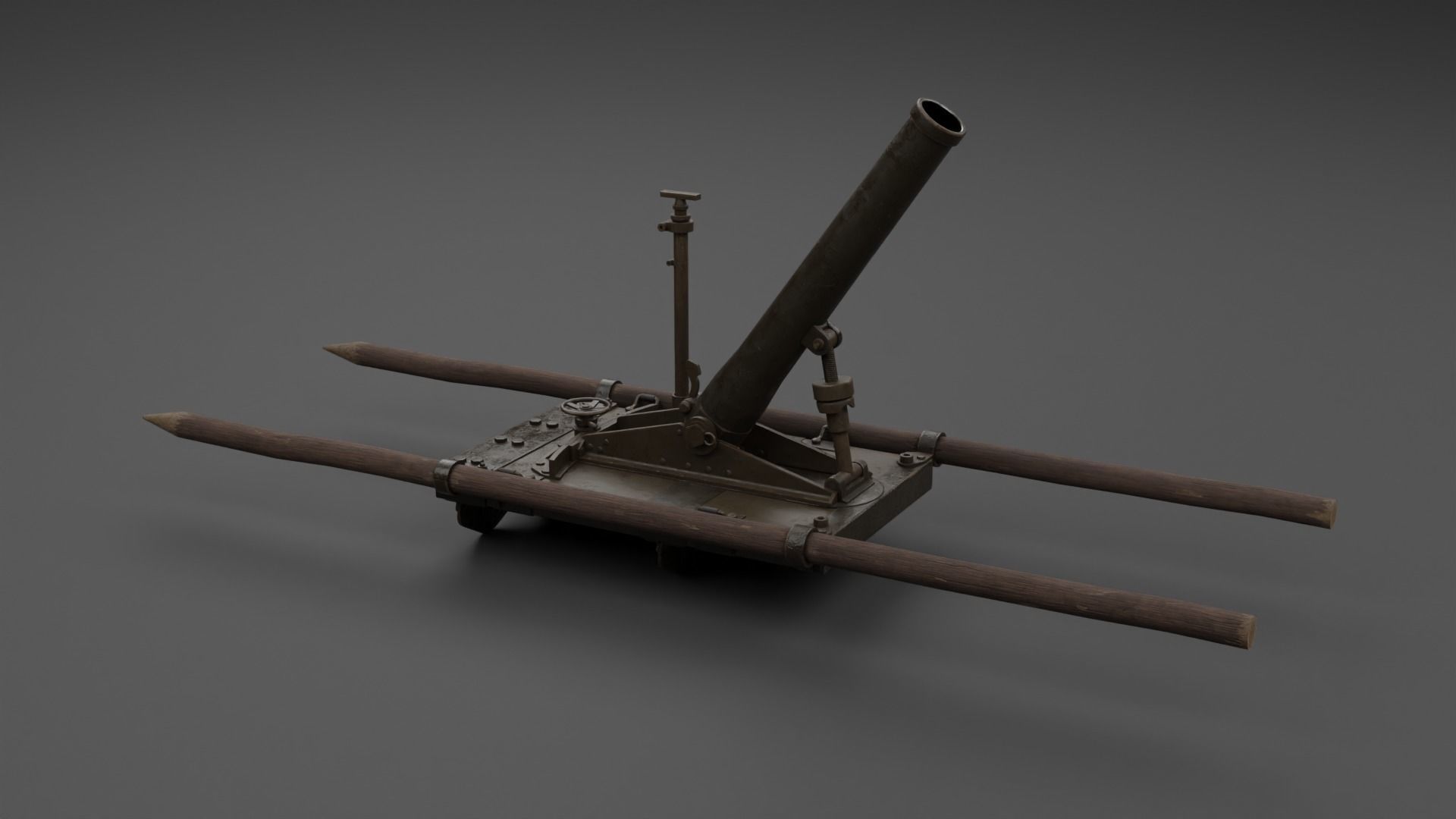 Type 11 70mm Infantry Mortar Low-poly 3D model_18