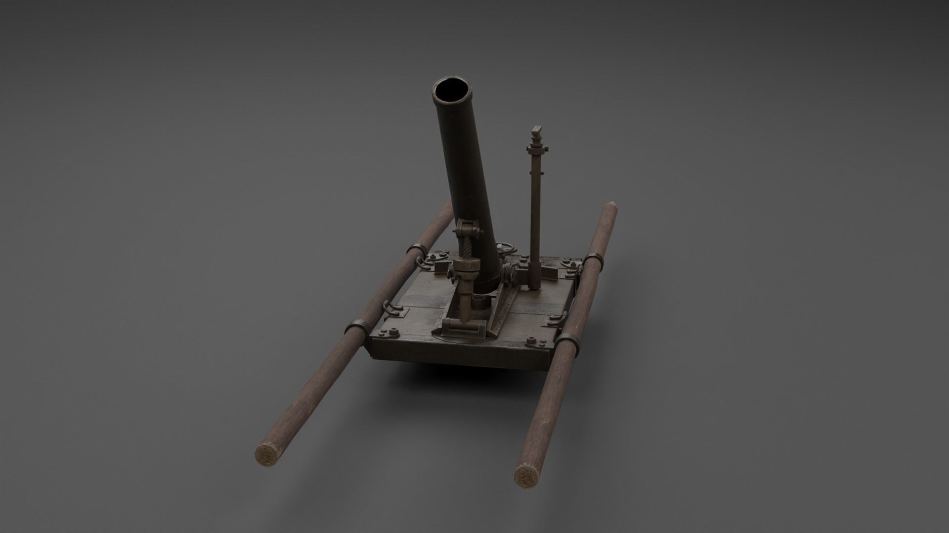 Type 11 70mm Infantry Mortar Low-poly 3D model_16