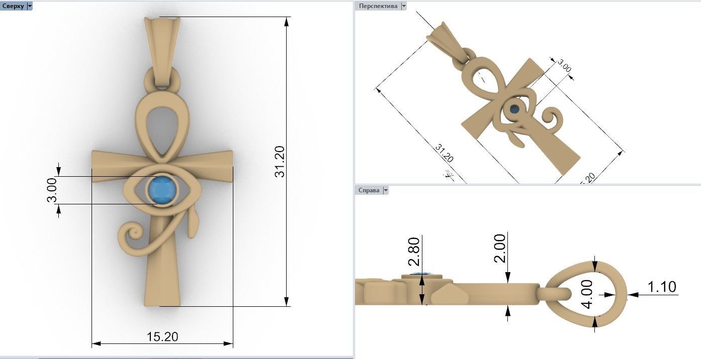  Egyptian cross ankh 3D print model_3