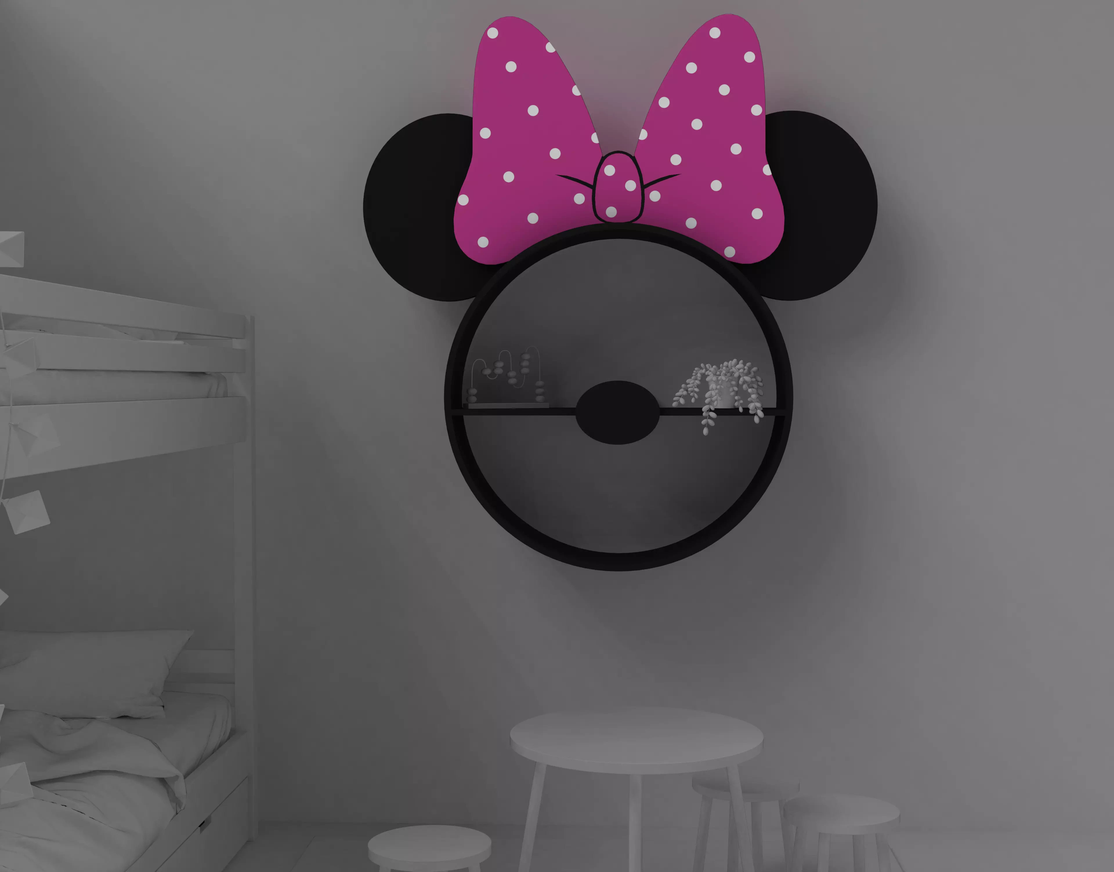 Shelf Minnie Mouse 3D model Low-poly 3D model