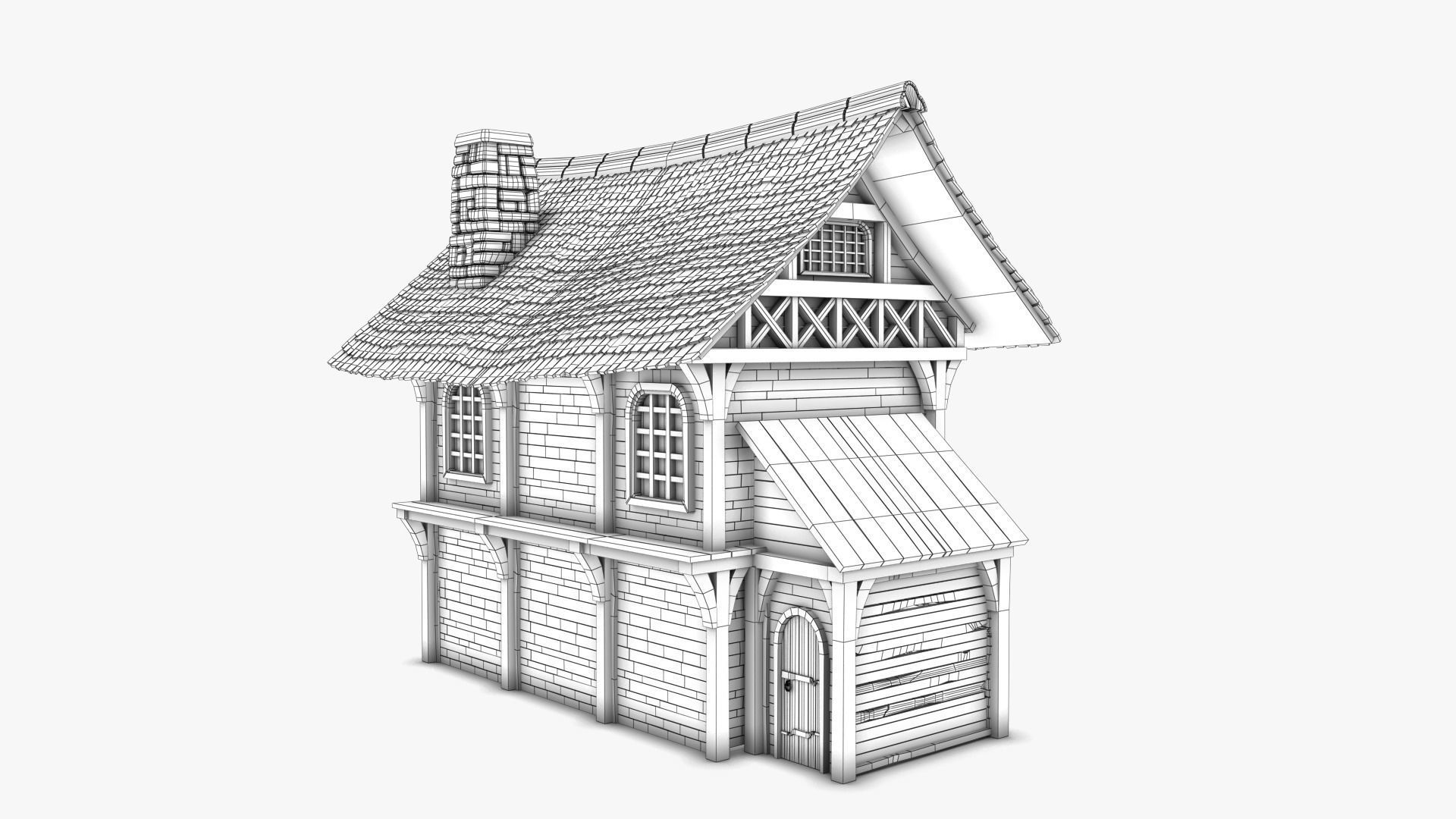 Cottage 13 Low-poly 3D model_7