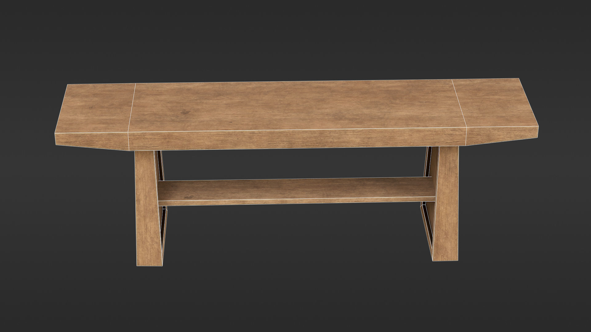 Wooden bench Free low-poly 3D model_7