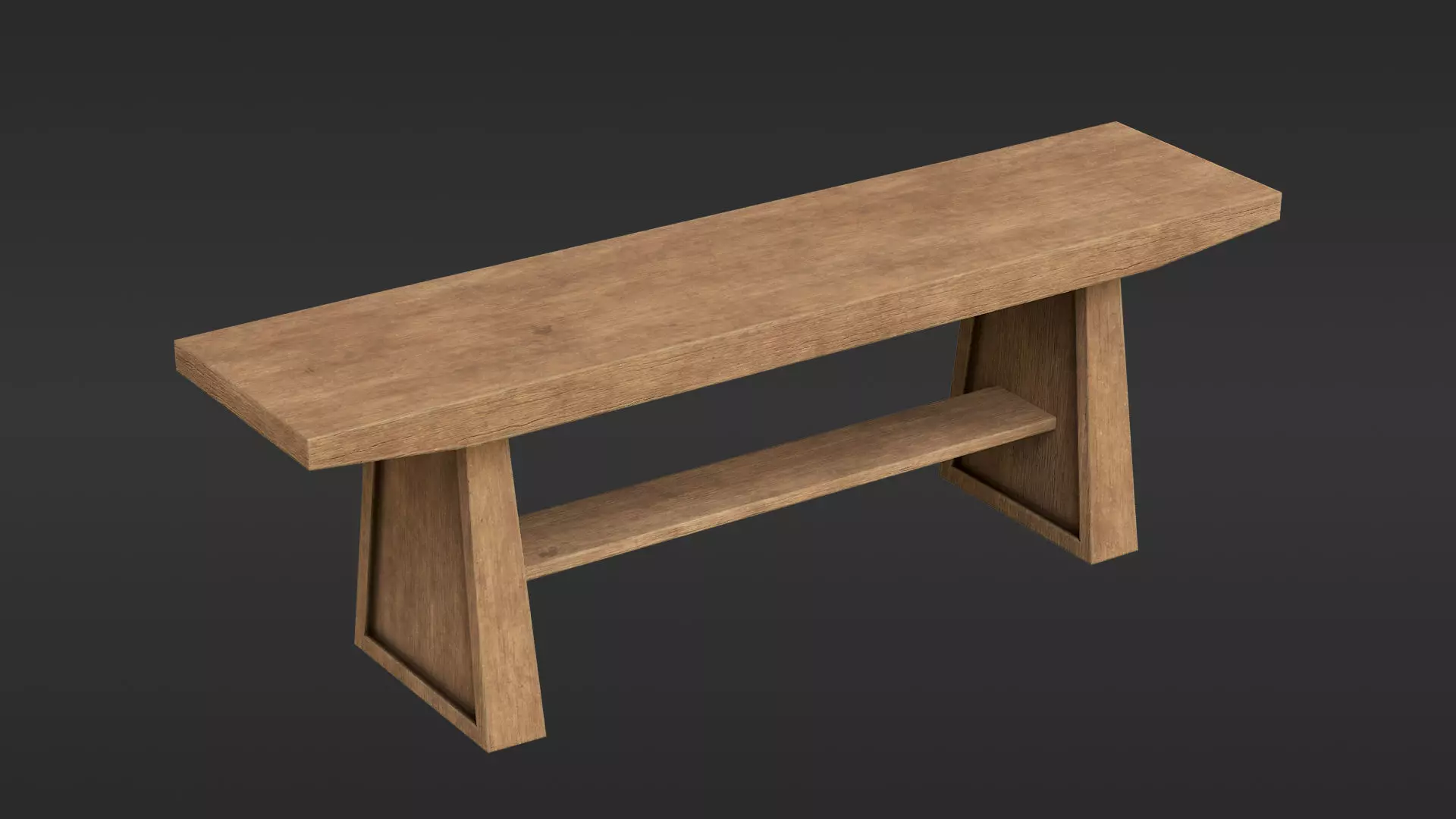 Wooden bench Free low-poly 3D model_0