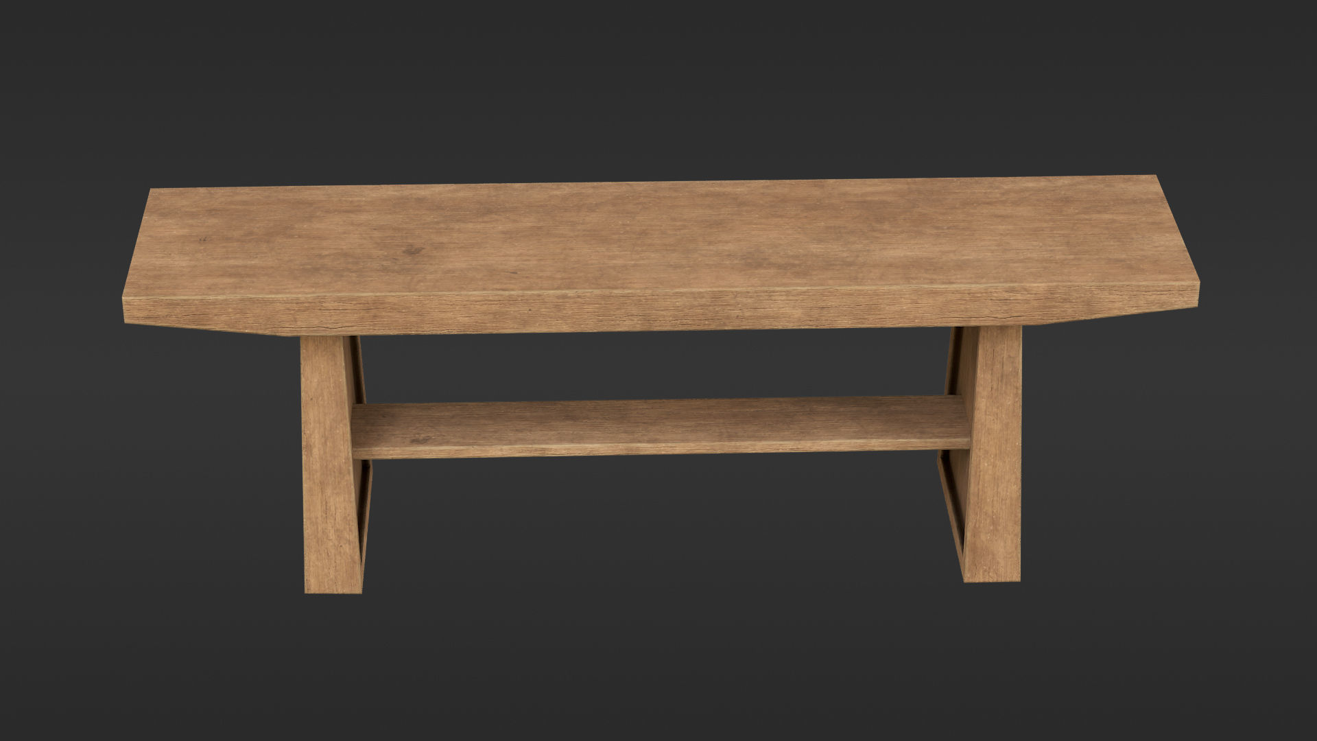Wooden bench Free low-poly 3D model_6