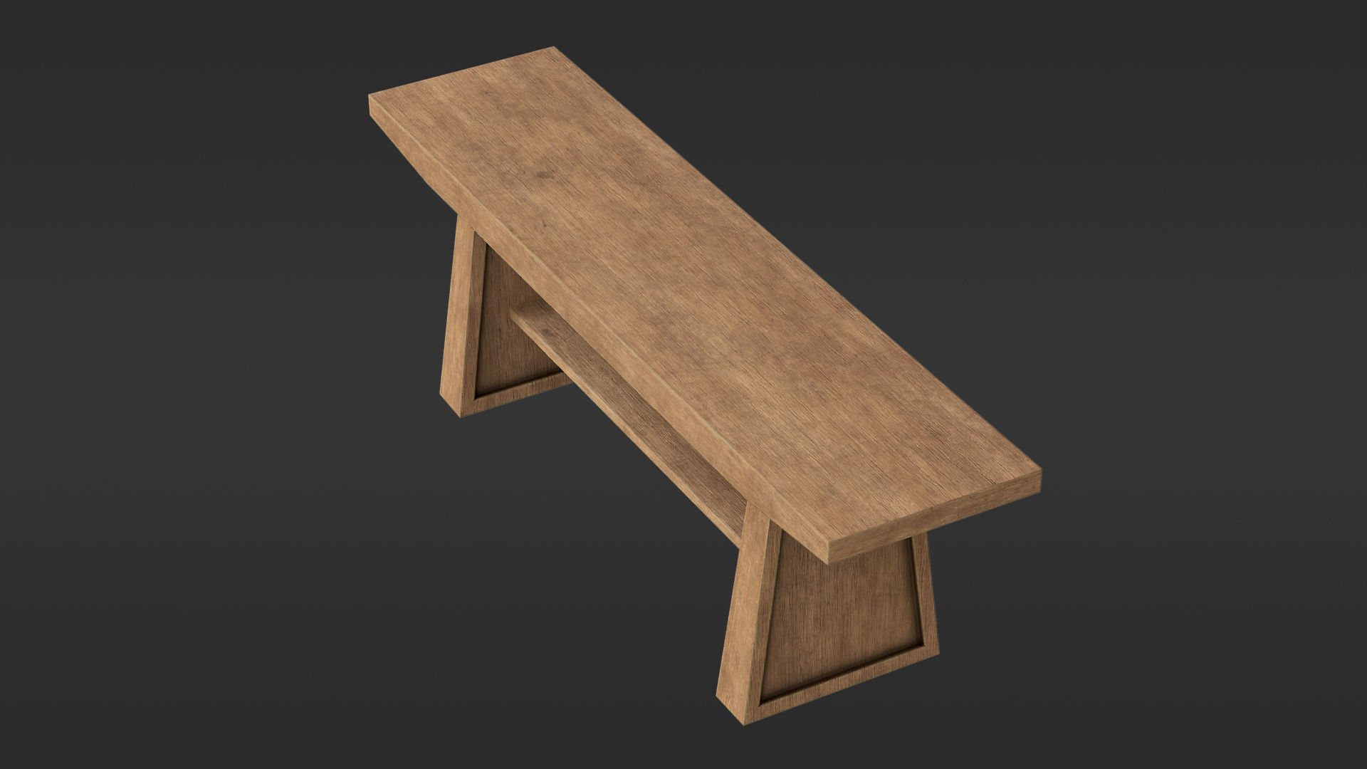 Wooden bench Free low-poly 3D model_3