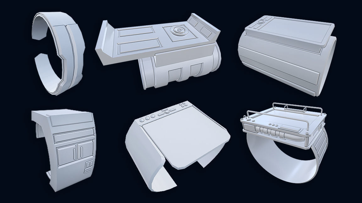Sci-Fi Wristband Base Mesh 3D model_19