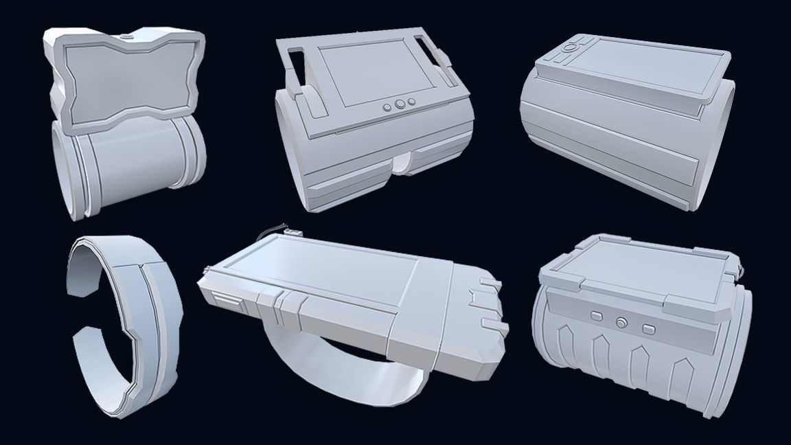 Sci-Fi Wristband Base Mesh 3D model_20