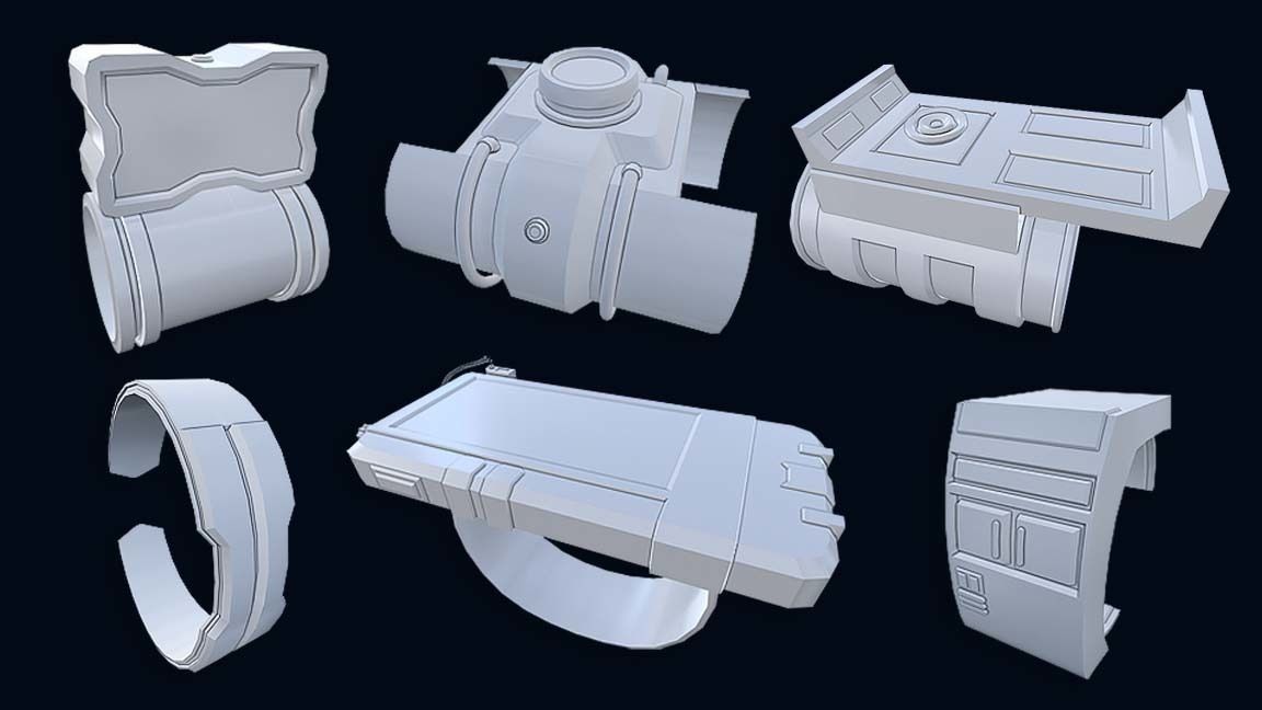 Sci-Fi Wristband Base Mesh 3D model_17