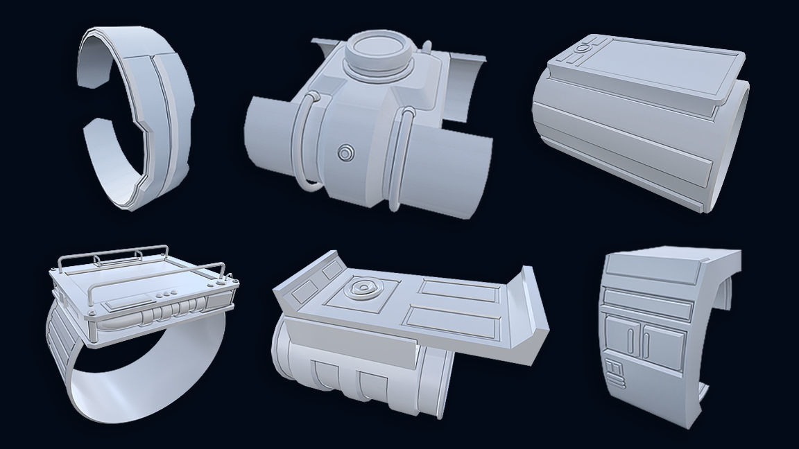 Sci-Fi Wristband Base Mesh 3D model_18