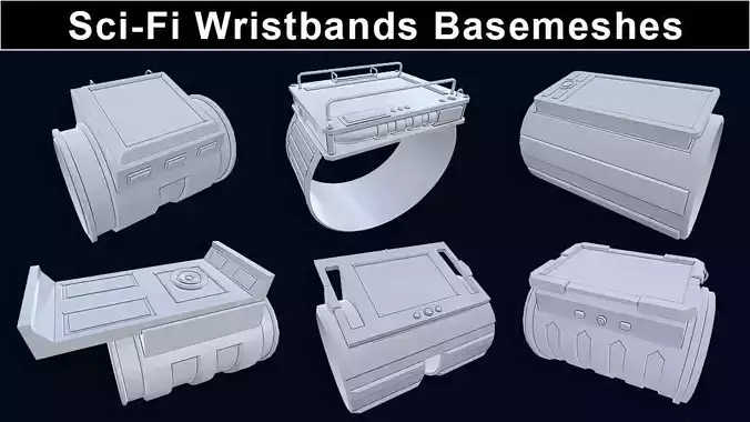 Sci-Fi Wristband Base Mesh 3D model Sci-Fi Wristband Base Mesh 3D model