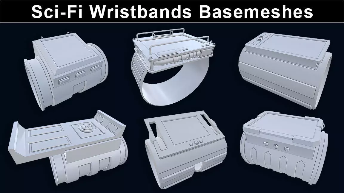 Sci-Fi Wristband Base Mesh 3D model_0