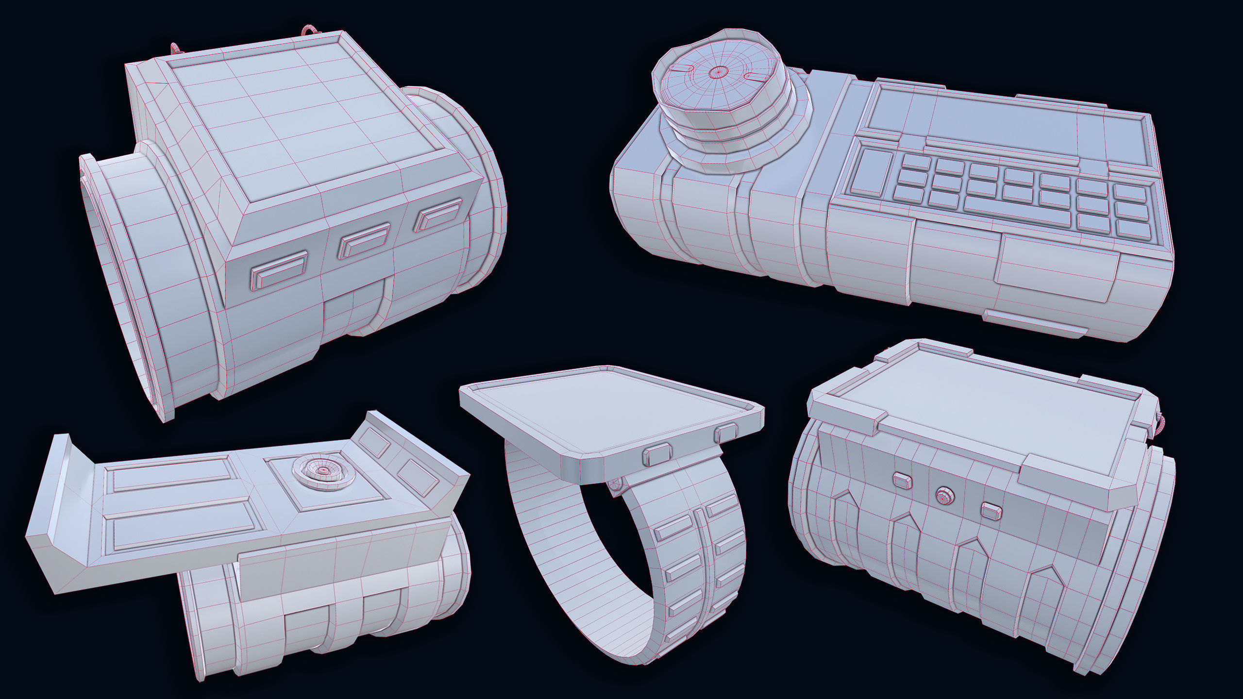Sci-Fi Wristband Base Mesh 3D model_23
